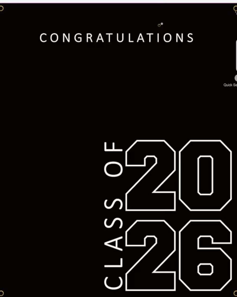 Class of 2026 Graduation Banner, Black and White Fabric Decoration